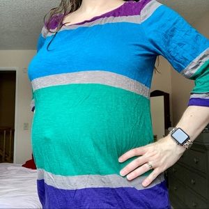 Motherhood maternity long sleeve shirt purple blue